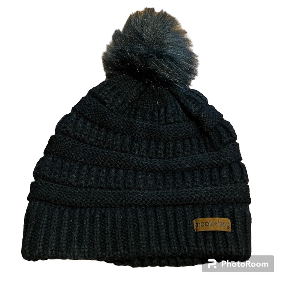 Brook + Bay black Pom beanie